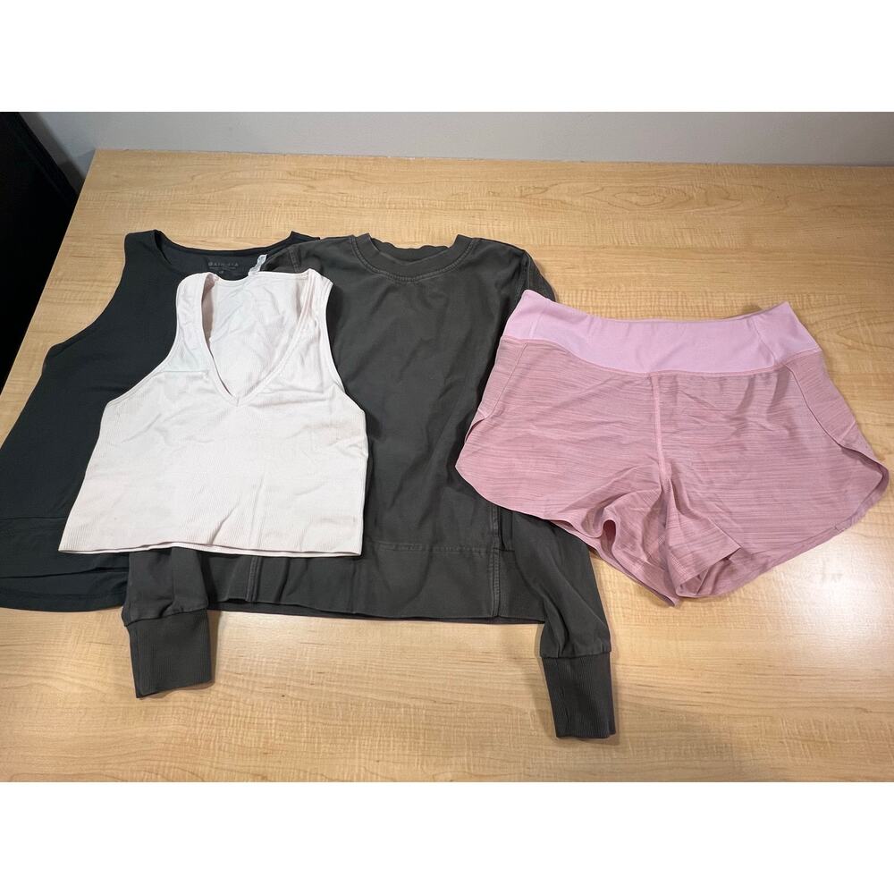 Athleta‎ Lot 2 Workout Tops 1 Shorts 1 Sweatshirt Womans XSmall & Small